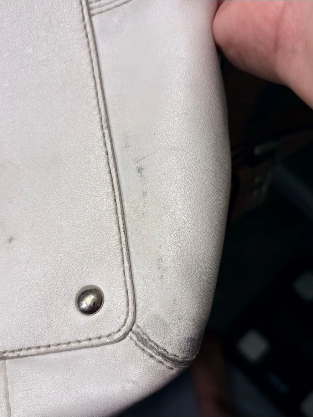 Coach Two-Tone Leather Shoulder Bag in White and Brown